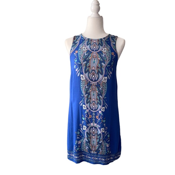 URBAN OUTFITTERS ECOTE GUINEVERA BLUE BACK-LEES MINI DRESS PAISLEY MINI DRESS - Picture 8 of 16